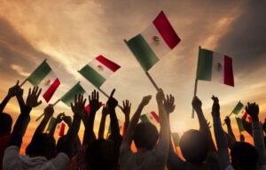 Mexico's people: Mexicans waving flags